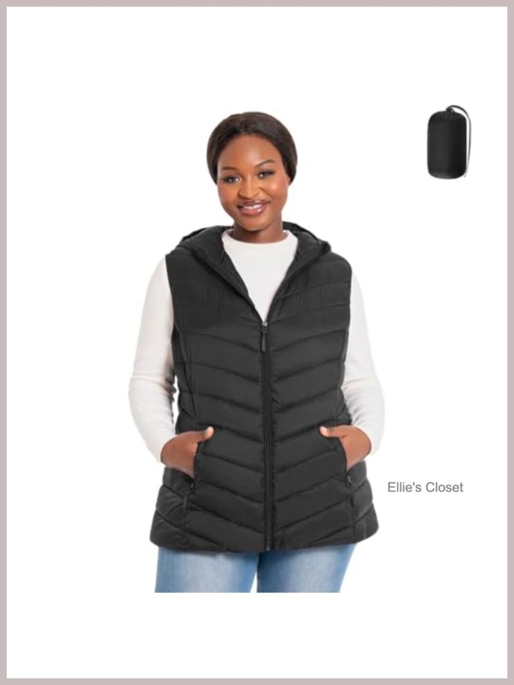 Plus Size Packable Puffer Vest Hooded Lightweight Quilted Puffy Vest